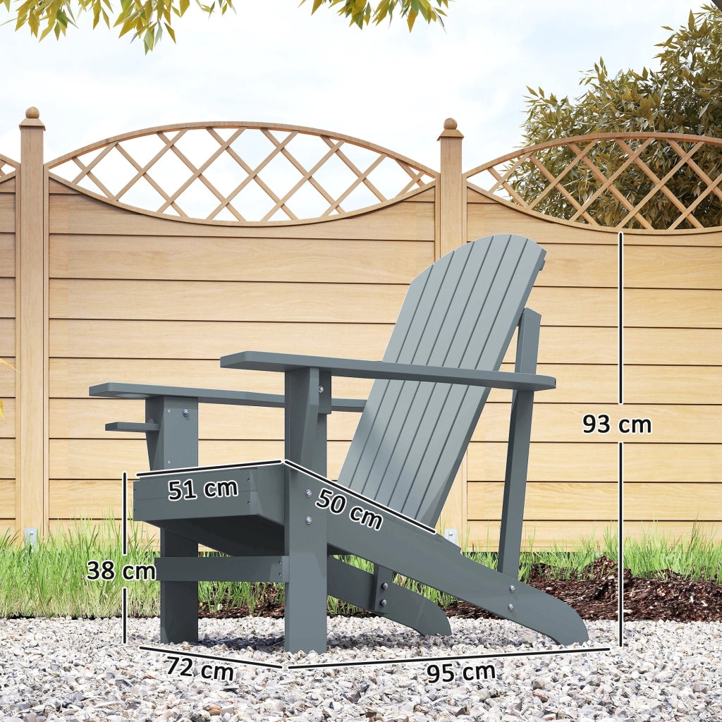 Sedia Adirondack da giardino con portabicchieri ¨C zephmum ¨C massello grigio scuro 95x72x93 cm