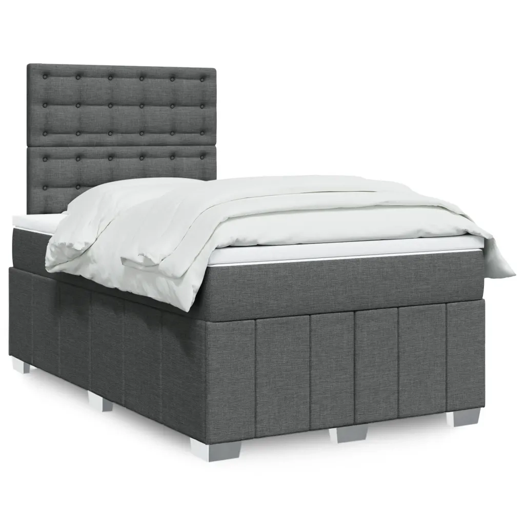 Giroletto a Molle con Materasso Grigio Scuro 120x190cm Tessuto