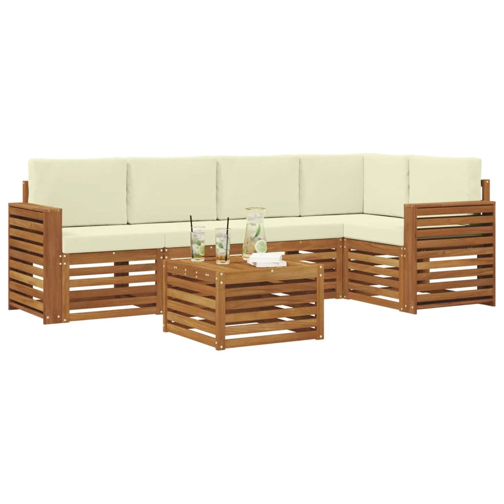 Set di divani da esterno 6 pz Naturale e Crema Poliestere 3374855
