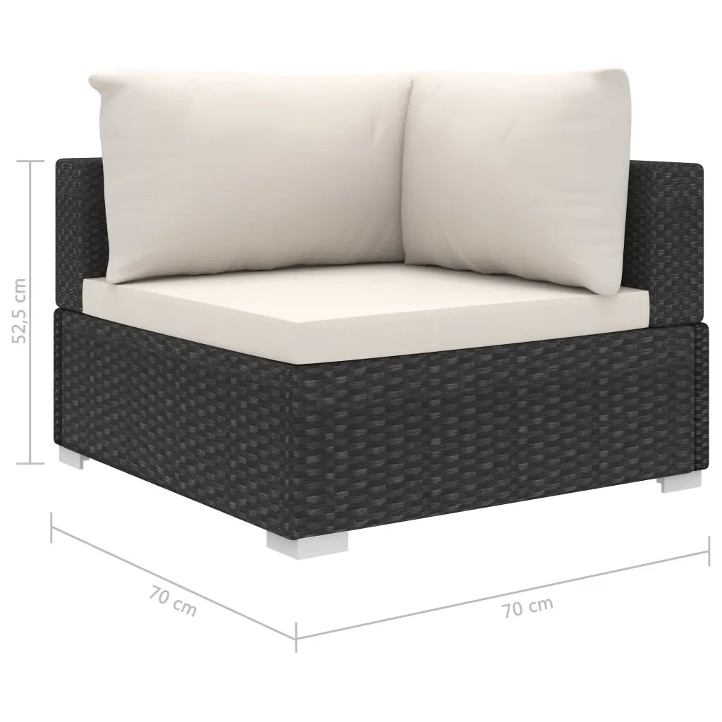 Set Divani da Giardino 9 pz con Cuscini in Polyrattan Nero 46786