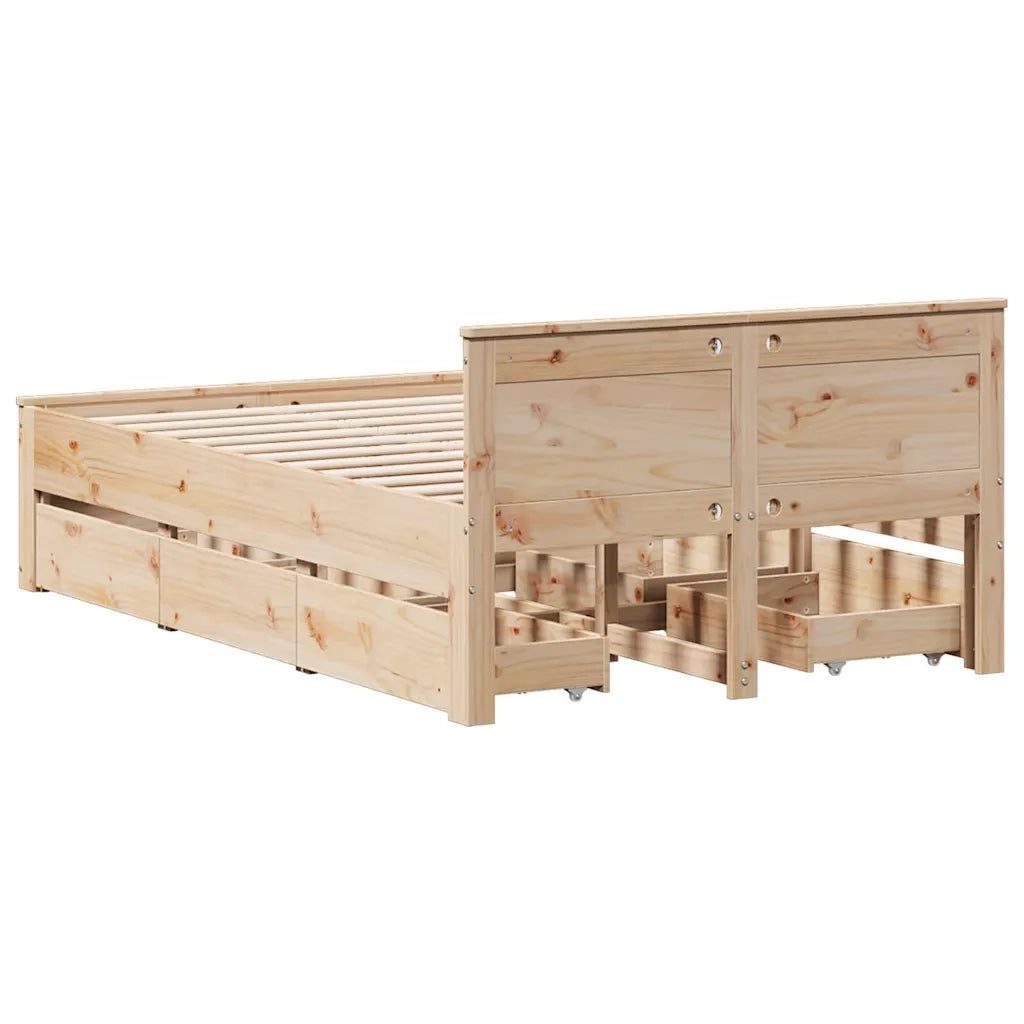 Giroletto senza Materasso con Testata 135x190 cm Massello Pino
