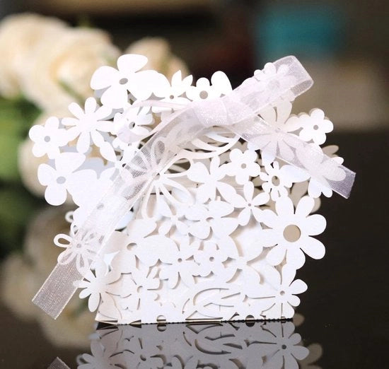 Scatole di regalo 50 pezzi - Fiori di carta - Regali di nozze/Gestito di ospiti - Scatole pieghevoli - Confezioni di regalo - Carta per confezioni - Dimensioni 190x190mm - Scatole di regalo pieghevoli