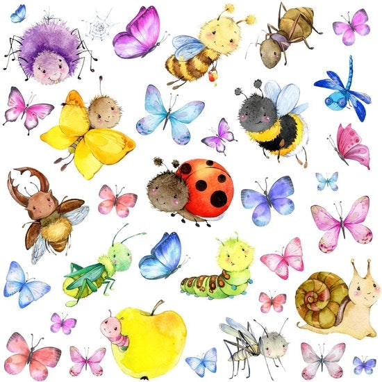 Sticker per finestra per bambini API, FARFALLE e FARFALLA autoadesivi I Sticker per finestra per bambini api animali I Decorazione per finestra per camera da letto dei bambini primavera estate GRANDI