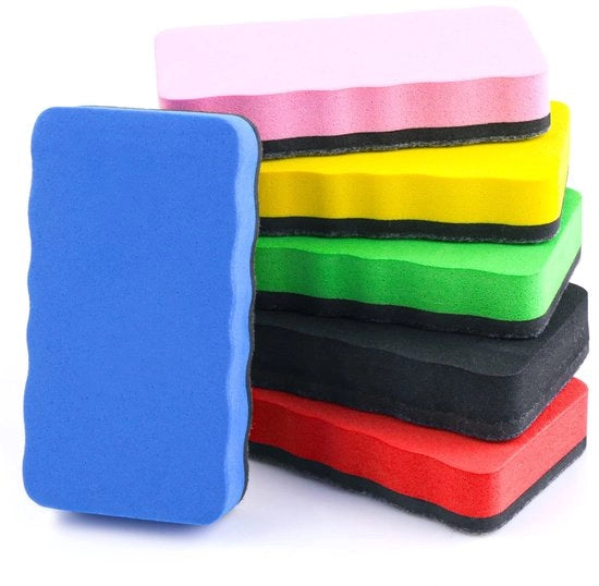 Set di gomme whiteboard magnetiche, 6 pezzi di gomma whiteboard colorata con cuscinetto morbido, gomme whiteboard magnetiche, pulitore per lavagna per classe, casa e ufficio (6 colori)