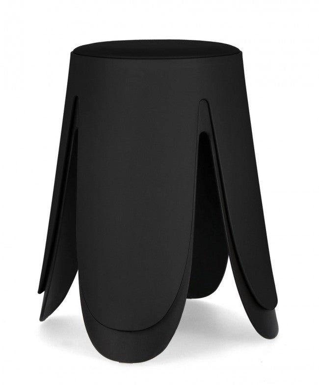 Set 4 Sgabelli  Ø37x47 cm in Similpelle Imogen Nero