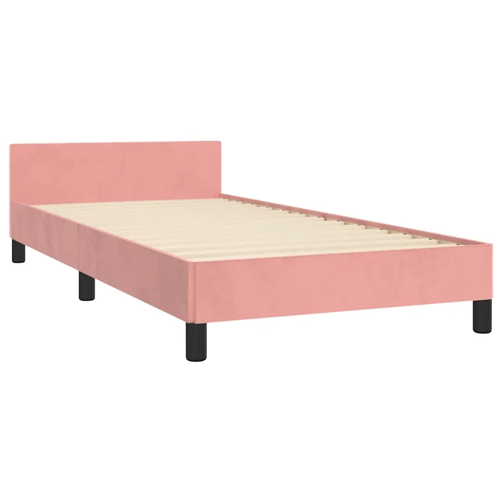 Giroletto con Testiera senza Materasso Rosa 90x190 cm Velluto 347548