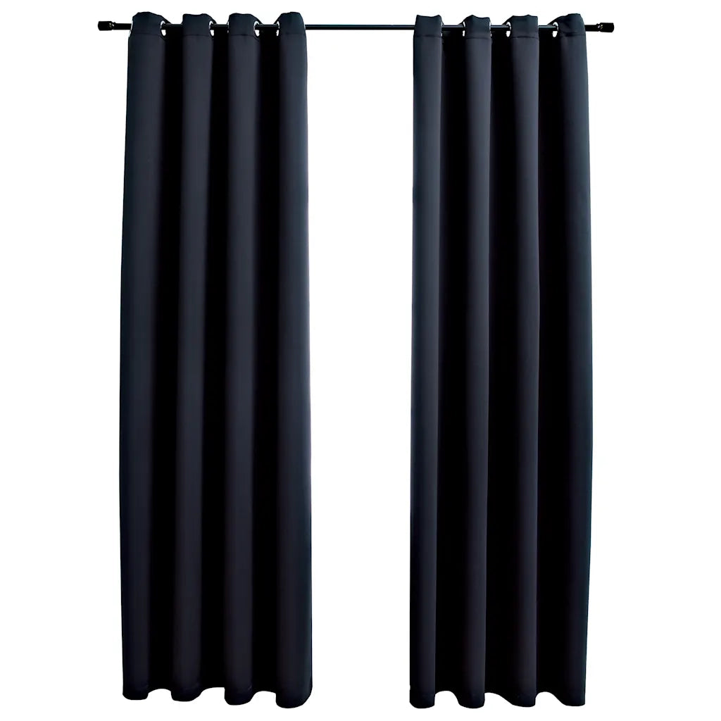 Tende oscuranti con anelli 2 pz Nero 137x213 cm Tessuto 134838