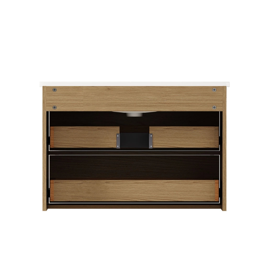 Mobile bagno 75 cm in quercia chiara con 2 cassetti e ampio spazio contenitivo