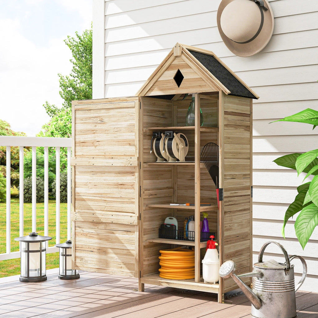 Casetta da giardino con 4 ripiani ¨C Xylo ¨C legno, tetto impermeabile, 80x49x170 cm, marrone chiaro