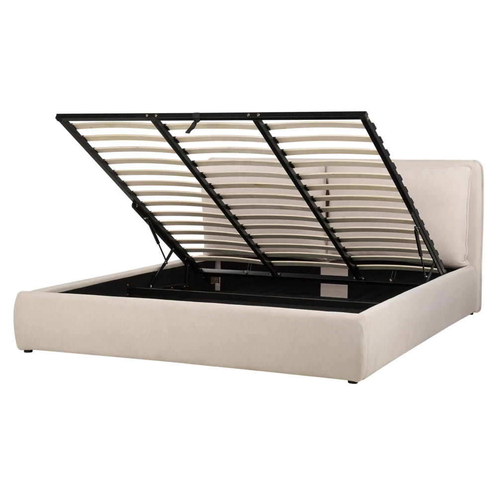Letto matrimoniale beige chiaro con contenitore 180 x 200 cm camera da letto moderna