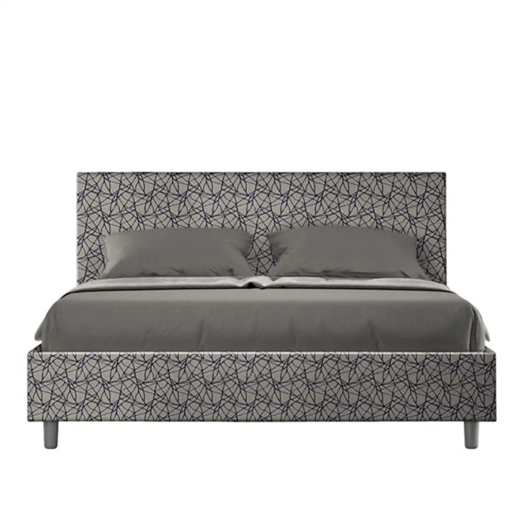 Letto matrimoniale senza rete imbottito 160x210 tessuto Era 9 blu Adele