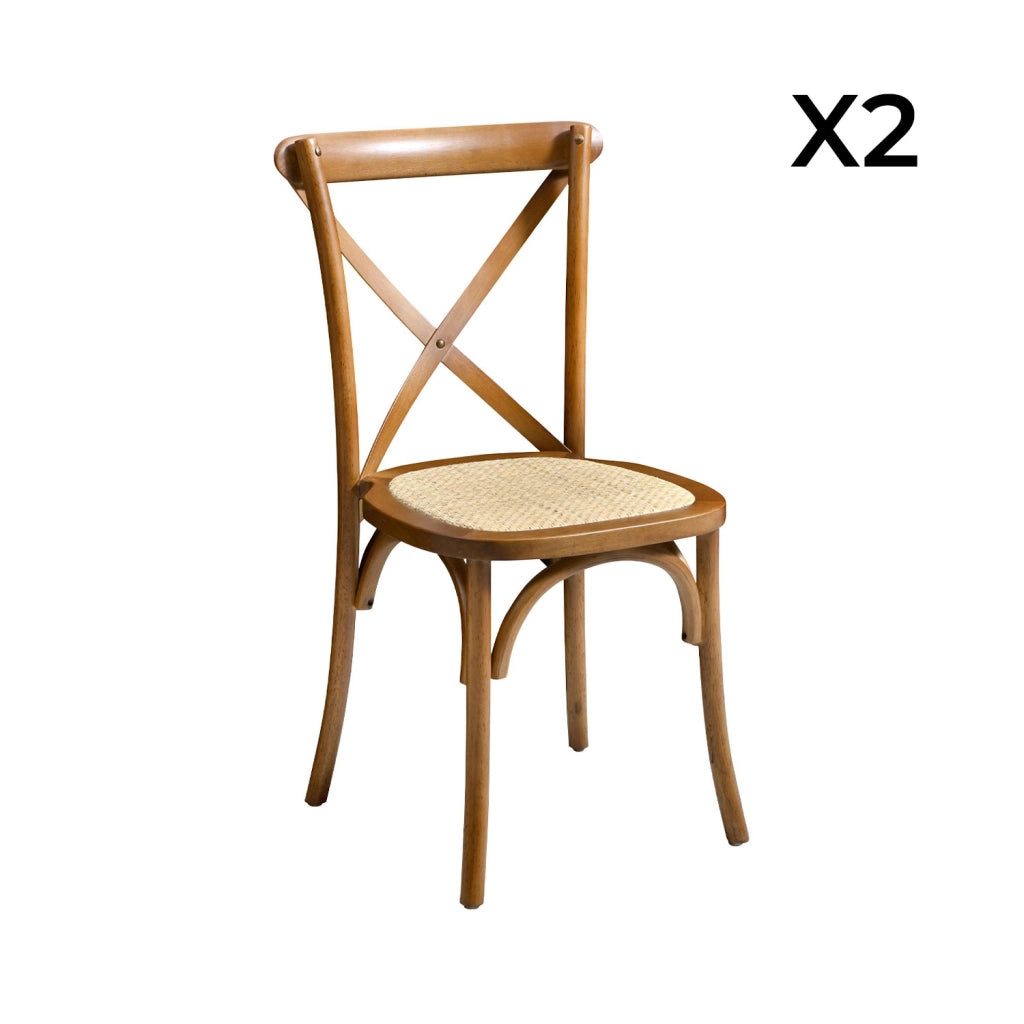 Set 2 sedie bistrò vintage in legno, noce