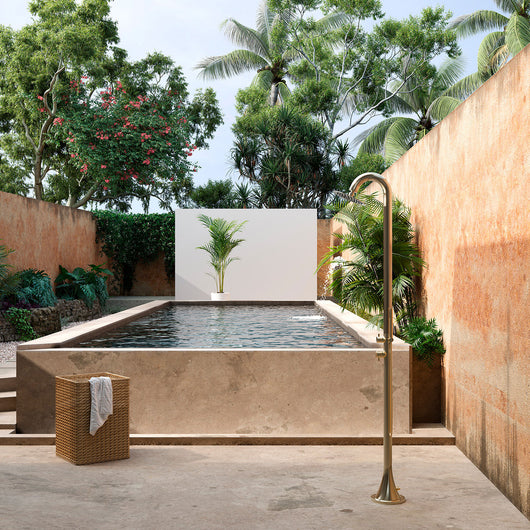 Doccia da Giardino in Acciaio Inox con Miscelatore e Doccino Sined Luna D Oro