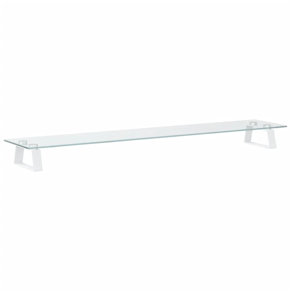 Supporto per monitor mobile da scrivania 100 x 20 x 8 cm vetro temperato e metallo bianco 02_0044823