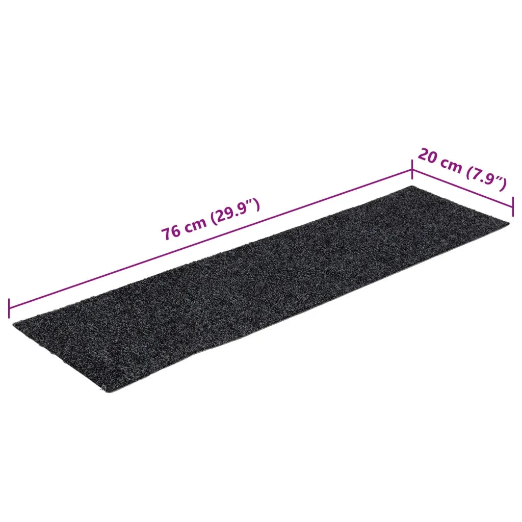 Tappetini per scale autoadesivi 15 pz 76x20 cm Grigio Scuro Rettangolari 326925