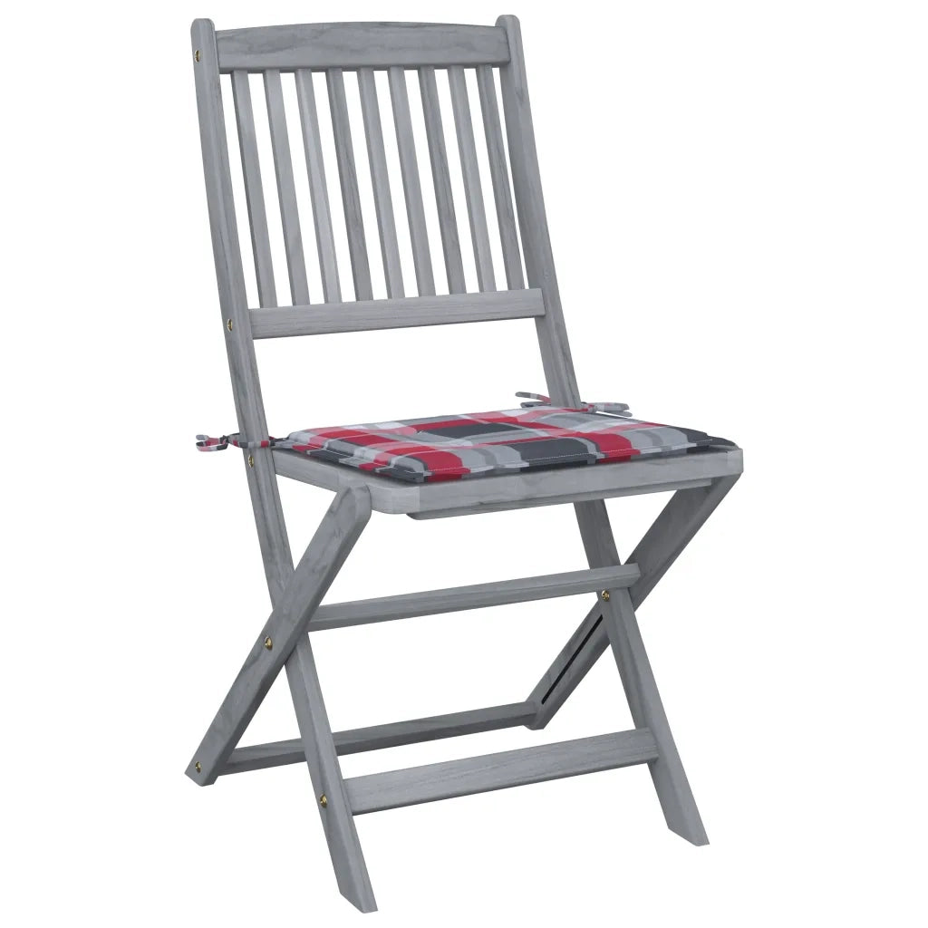 Sedie da Giardino Pieghevoli 6 pz con Cuscini Massello Acacia 3065447