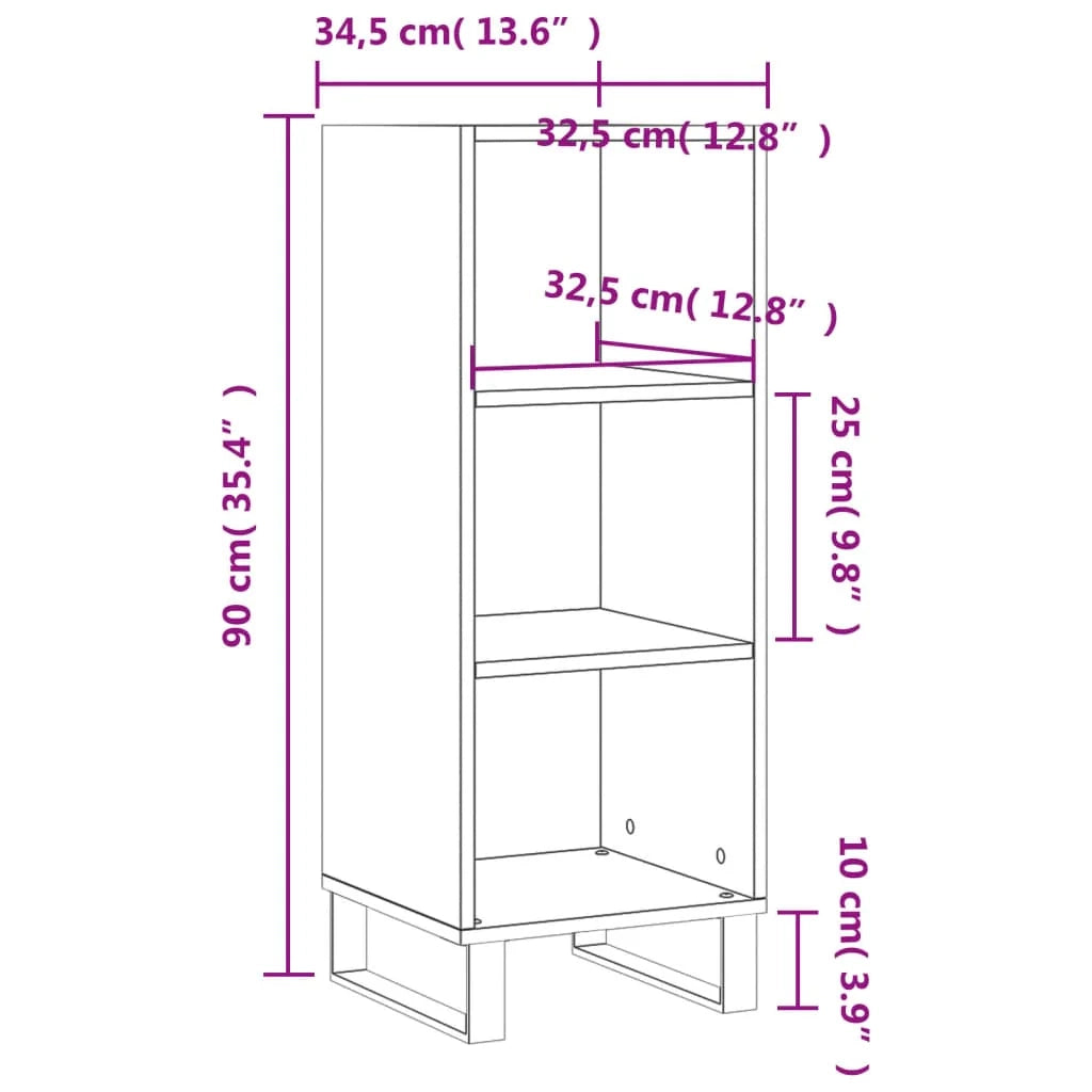 Buffet credenza cassettiera mobiletto mobile contenitore organizer cucina soggiorno salotto Sonoma 34,5 x 32,5 x 90 cm legno ingegnerizzato grigio 02_0036298