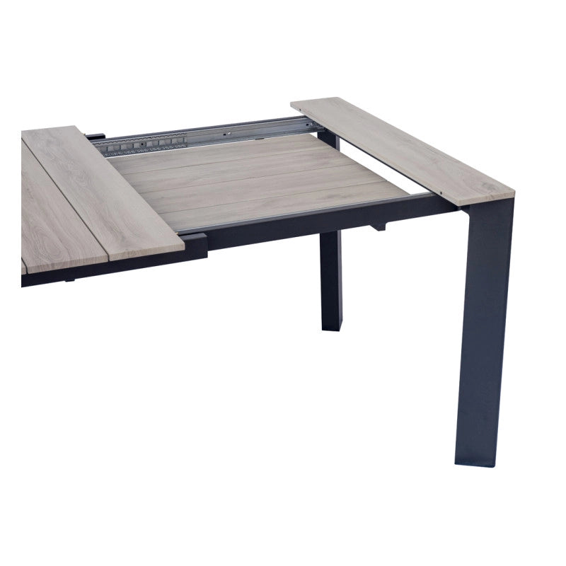 Tavolo Arenzano 211/276 Alluminio Antracite Top Alluminio Effetto Legno Moia