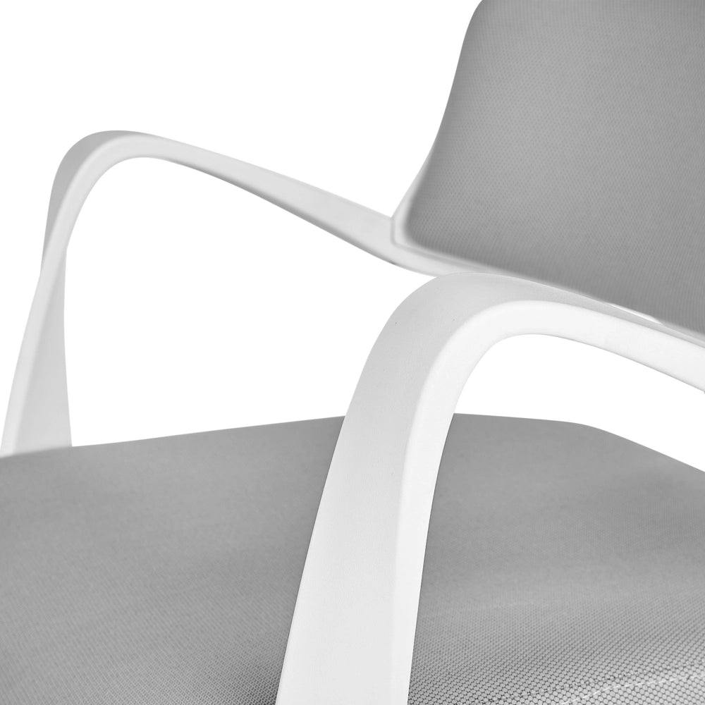 Sedia ufficio in materiale sintetico bianco e grigio struttura in metallo schienale regolabile e girevole ufficio