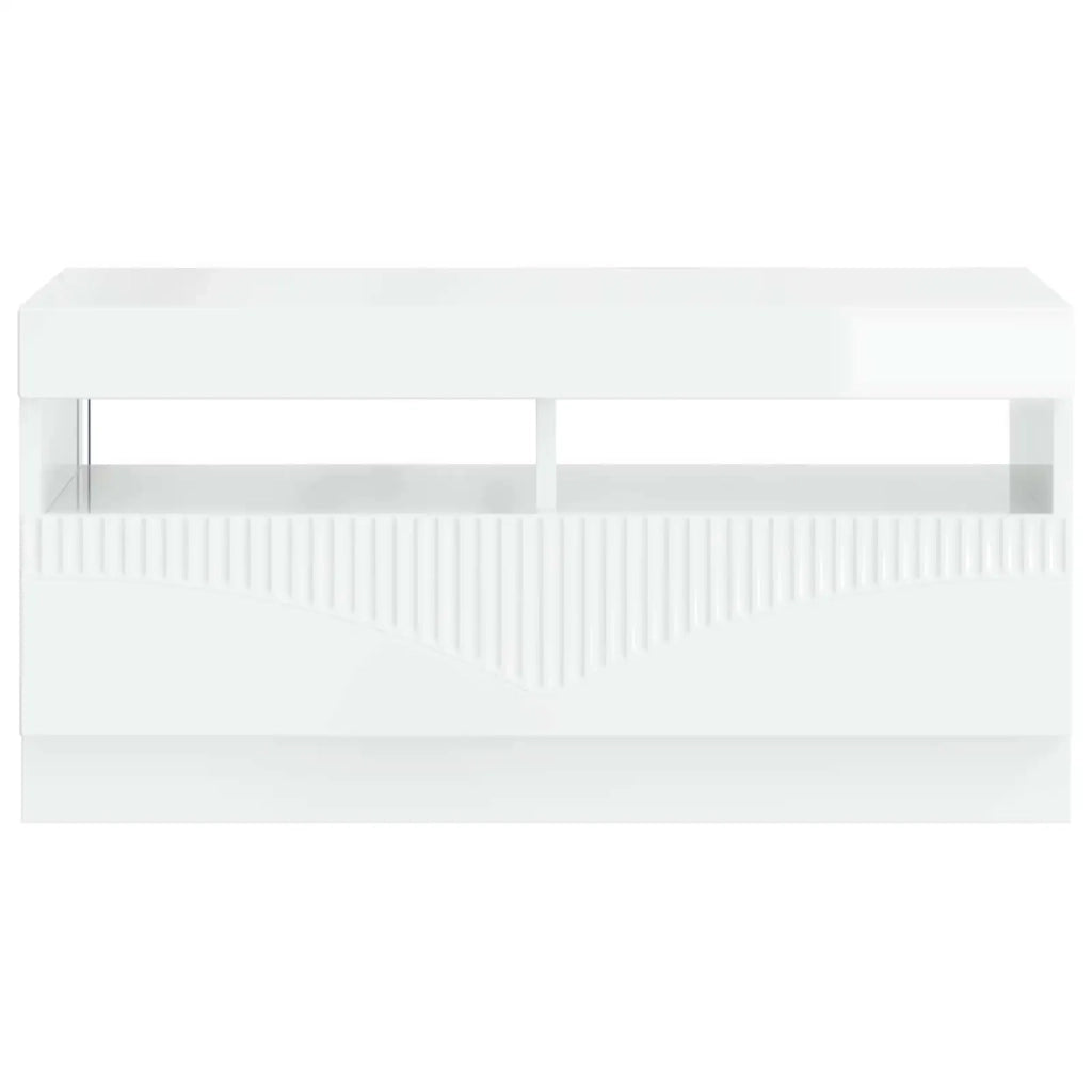 Mobile TV LED Bianco Lucido Legno ingegnerizzato 897439