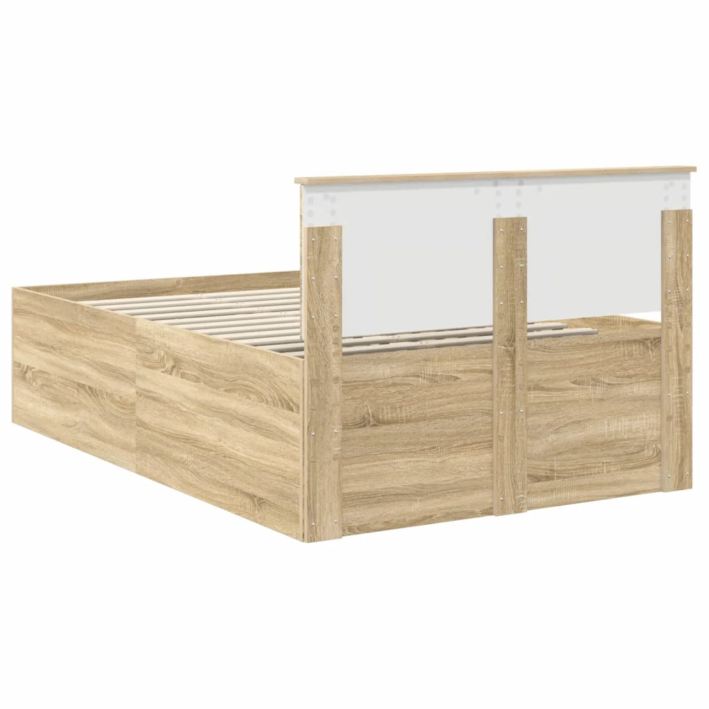 Struttura del letto con testiera Rovere Sonoma 135 x 190 cm 3408587