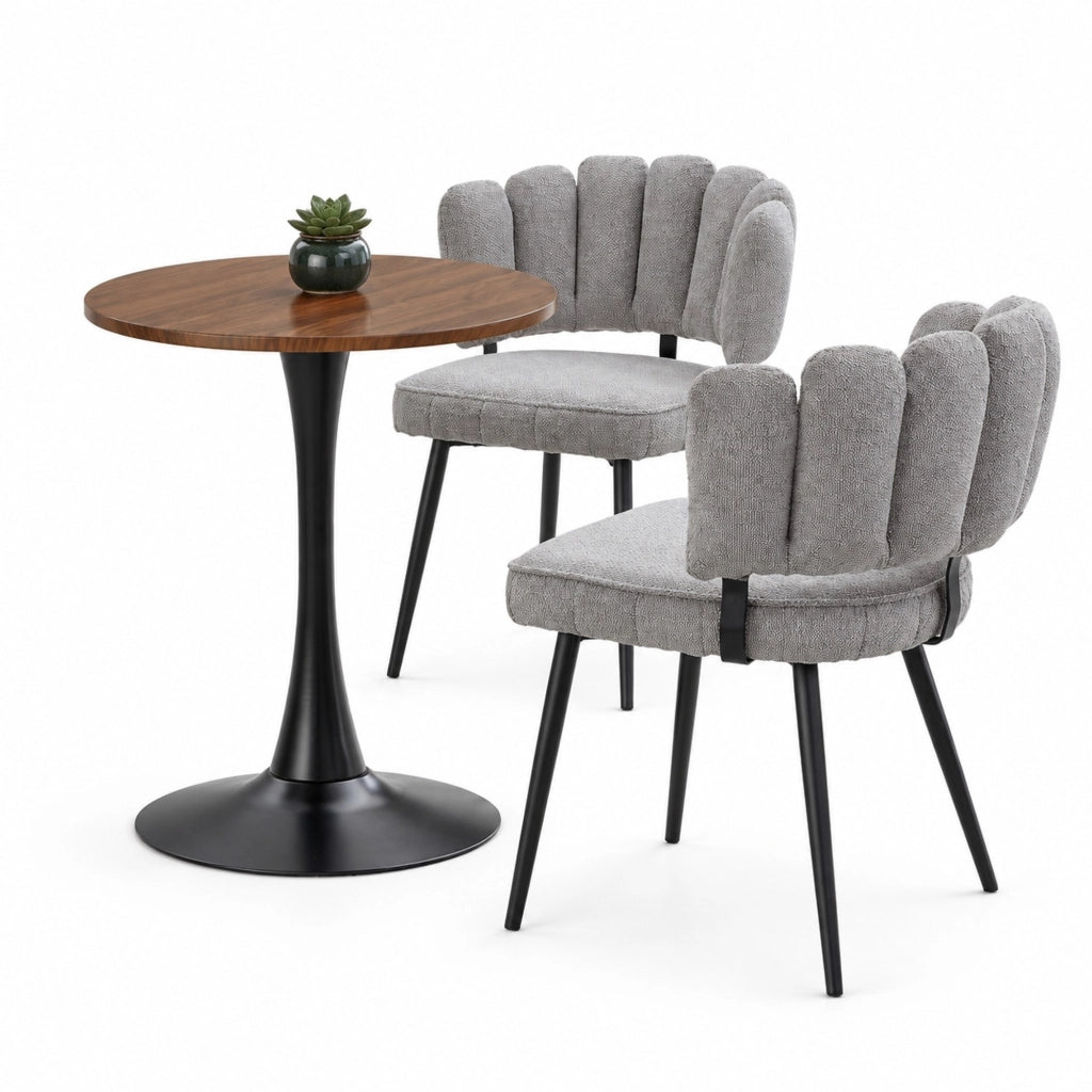 Set tavolo da pranzo con 2 sedie grigio chiaro