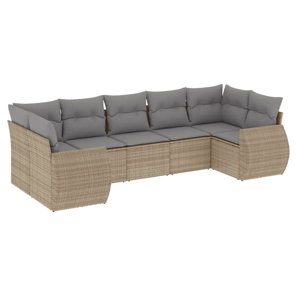 Set Divani da Giardino 7 pz con Cuscini Beige in Polyrattancod mxl 88816