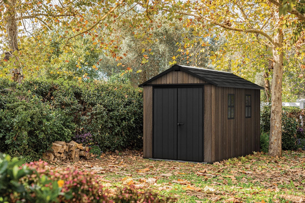 Casetta Box da Giardino 230x350x246 cm Keter Signature Apex 7511/1175 in Resina Effetto Legno Noce