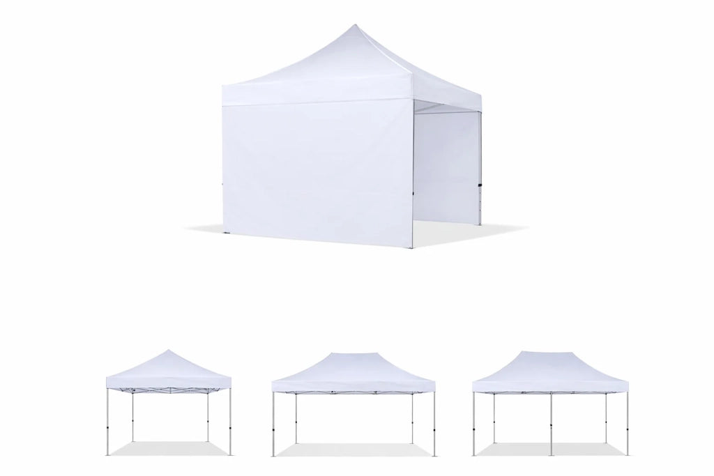 Telo laterale 4,5x2mt bianco impermeabile con porta avvolgibile per gazebo richiudibile