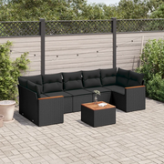 Set Divani da Giardino con Cuscini 8 pz Nero in Polyrattan 3258212