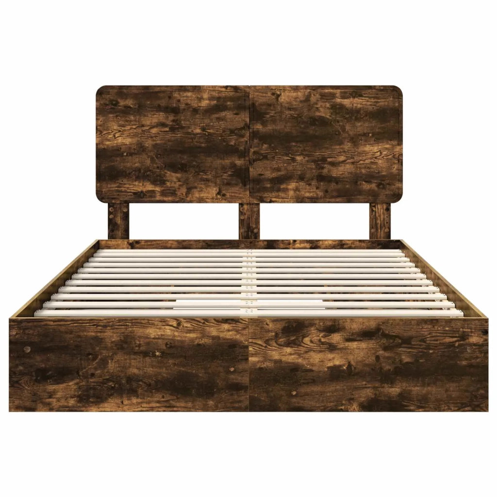 Letto con Contenitore con testiera Rovere fumé 160 x 200 cm 3412669