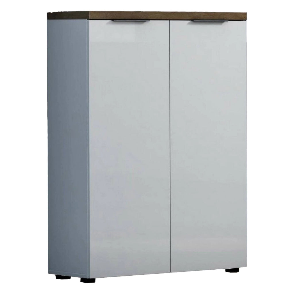 Calavena, Armadio Multiuso 2 Ante 3 Ripiani Made in Italy, 80x115h cm Bianco Lucido