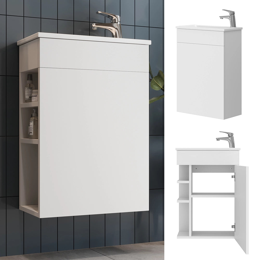 Vicco Set mobili bagno Bianco 2 parti, con lavabo