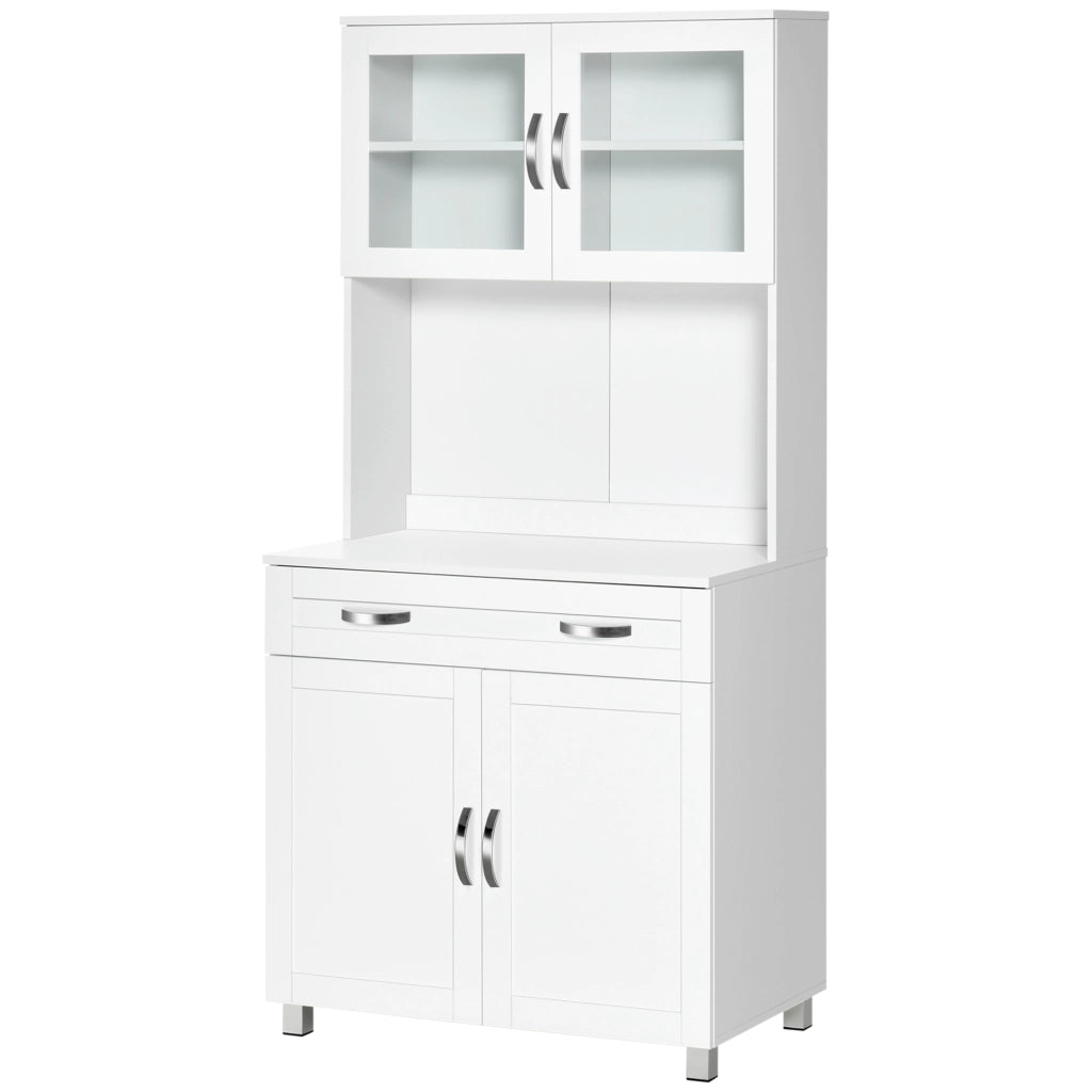 Mobile Cucina con Armadietti e Ante in Vetro ¨C zephmum ¨C Bianco 80x48x170 cm