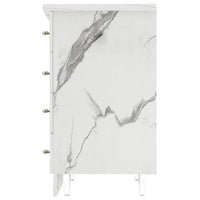 Mobile da Cucina Cassettiera 4 Cassetti 40x50x85 cm in Legno Bianco Effetto Marmo