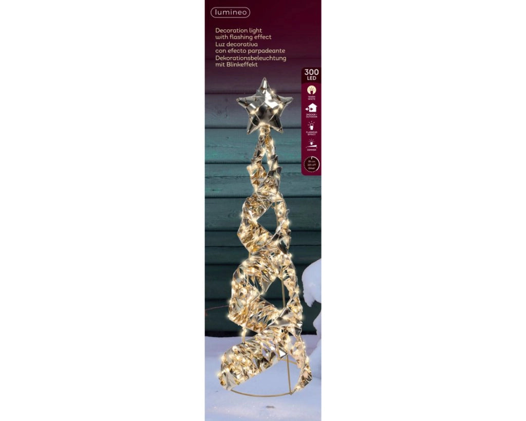 ALBERO CONO ORO LED BIANCO CALDO PER USO ESTERNO DIAMETRO 16X 60H CM