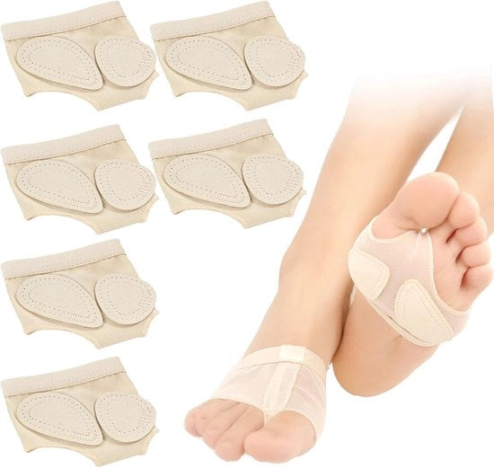 Tre paia di cuscinetti antiscivolo per piede anteriore, cuscinetti T per piede per danza, cuscinetti per piede anteriore per danza, cuscinetti per piede mediano, adatti per cuscinetti per piede da danza, Beige (S)