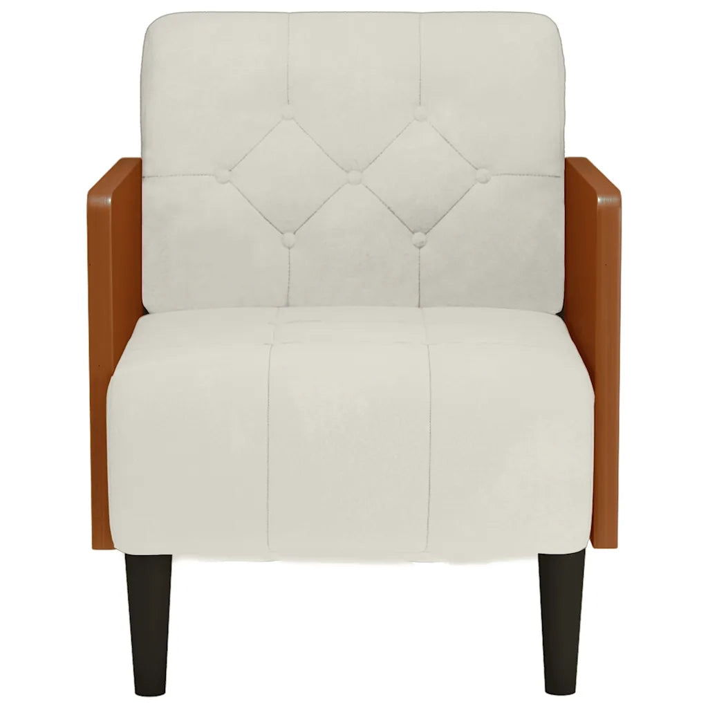 Divano Sedia con Braccioli Crema 55 cm in Velluto 4100599