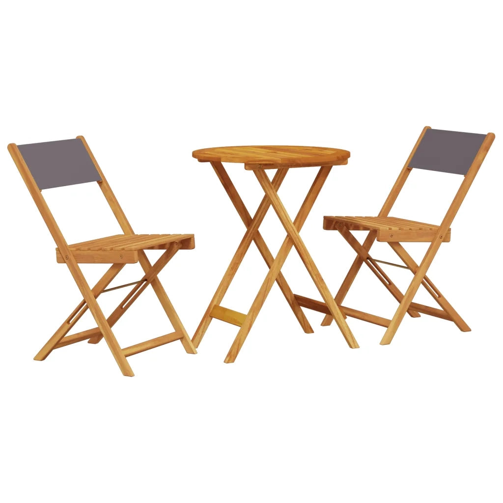 Set da Bistrot 3pz Antracite in Tessuto e Legno Massello 3281749