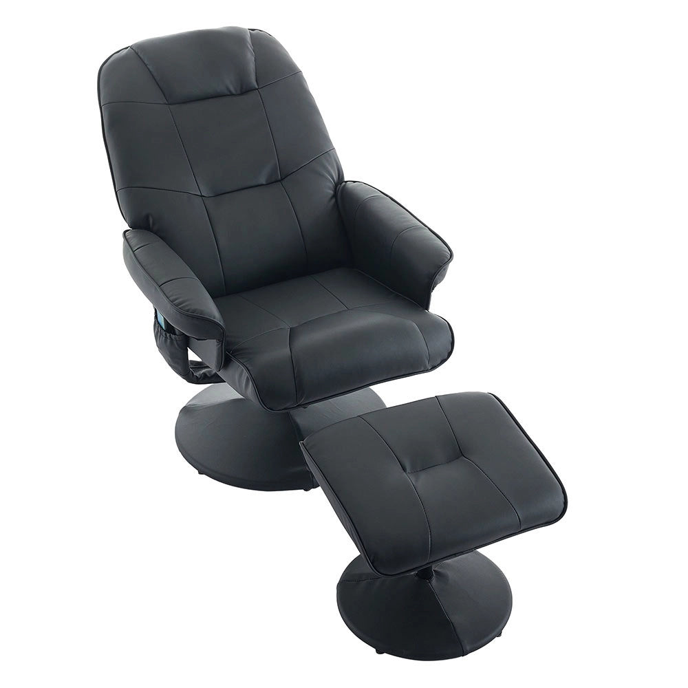 Poltrona massage - Xylo - riscaldamento PU girevole 360° con poggiapiedi nero