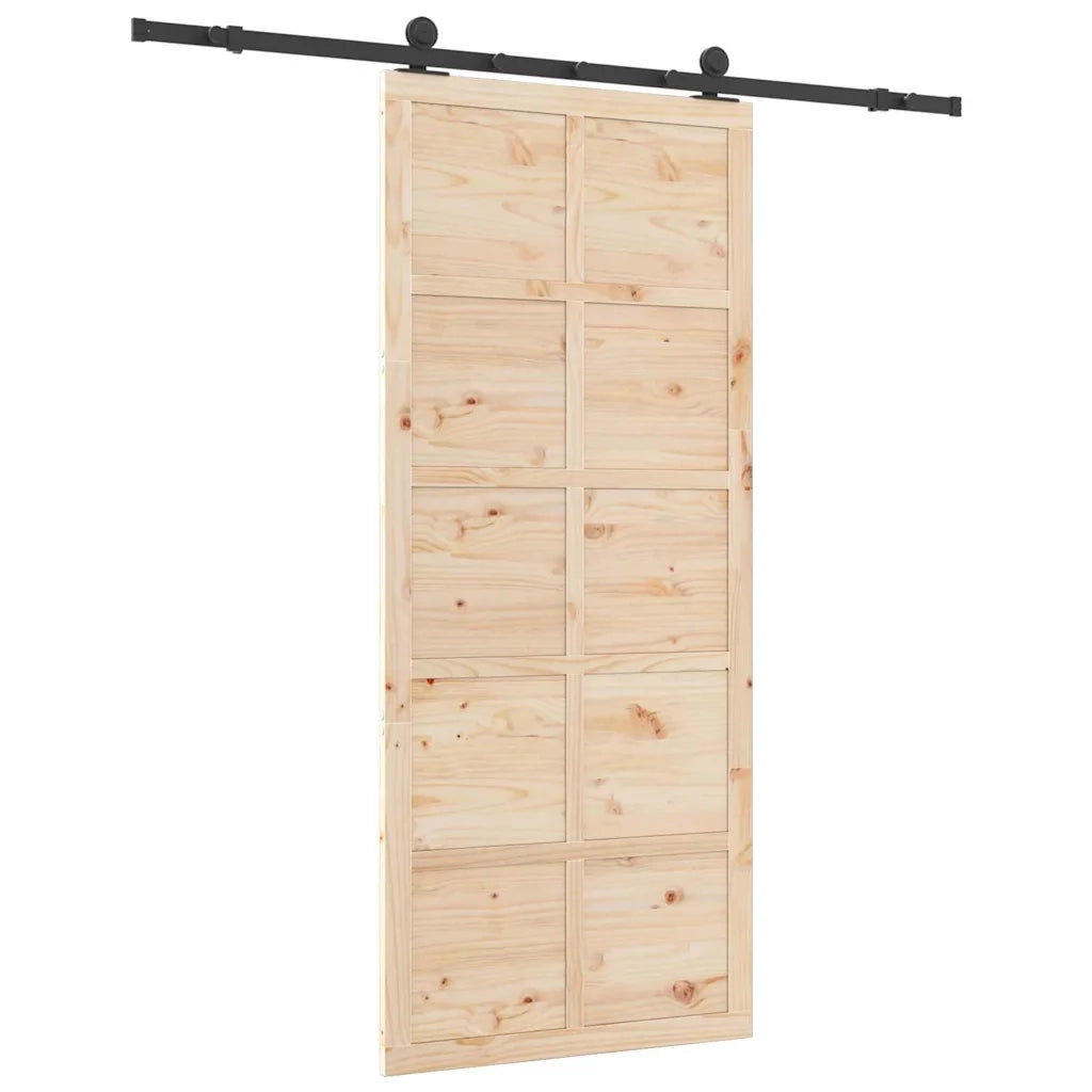 Porta scorrevole Naturale 100 x 208 cm Legno Massello di Pino 3381176