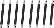 Lacci per letto - 8 pezzi di cinture per lenzuola adattabili - Sostituti di cinture per lenzuola - Cinture per lenzuola - Sostituti di clip per lenzuola - Clip per lenzuola - Adattatori per lenzuola - Adatti per lenzuola - Lacci per lenzuola - Nero