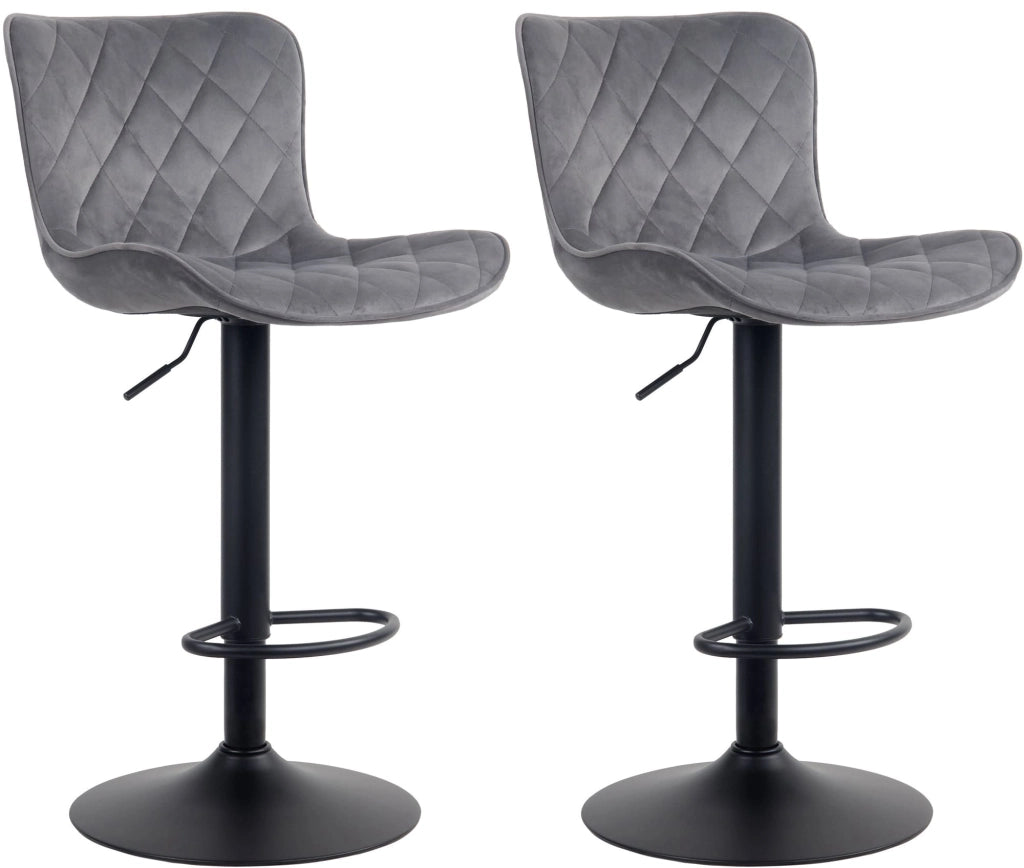 Sgabello Emma Bar Set di 2 grigio scuro,Velluto