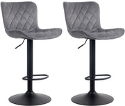 Sgabello Emma Bar Set di 2 grigio scuro,Velluto