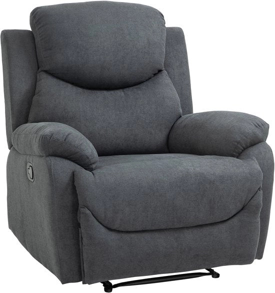 Sedia Reclinabile - Pieghevole - Tessuto in Lino - Grigio Scuro - 150 °