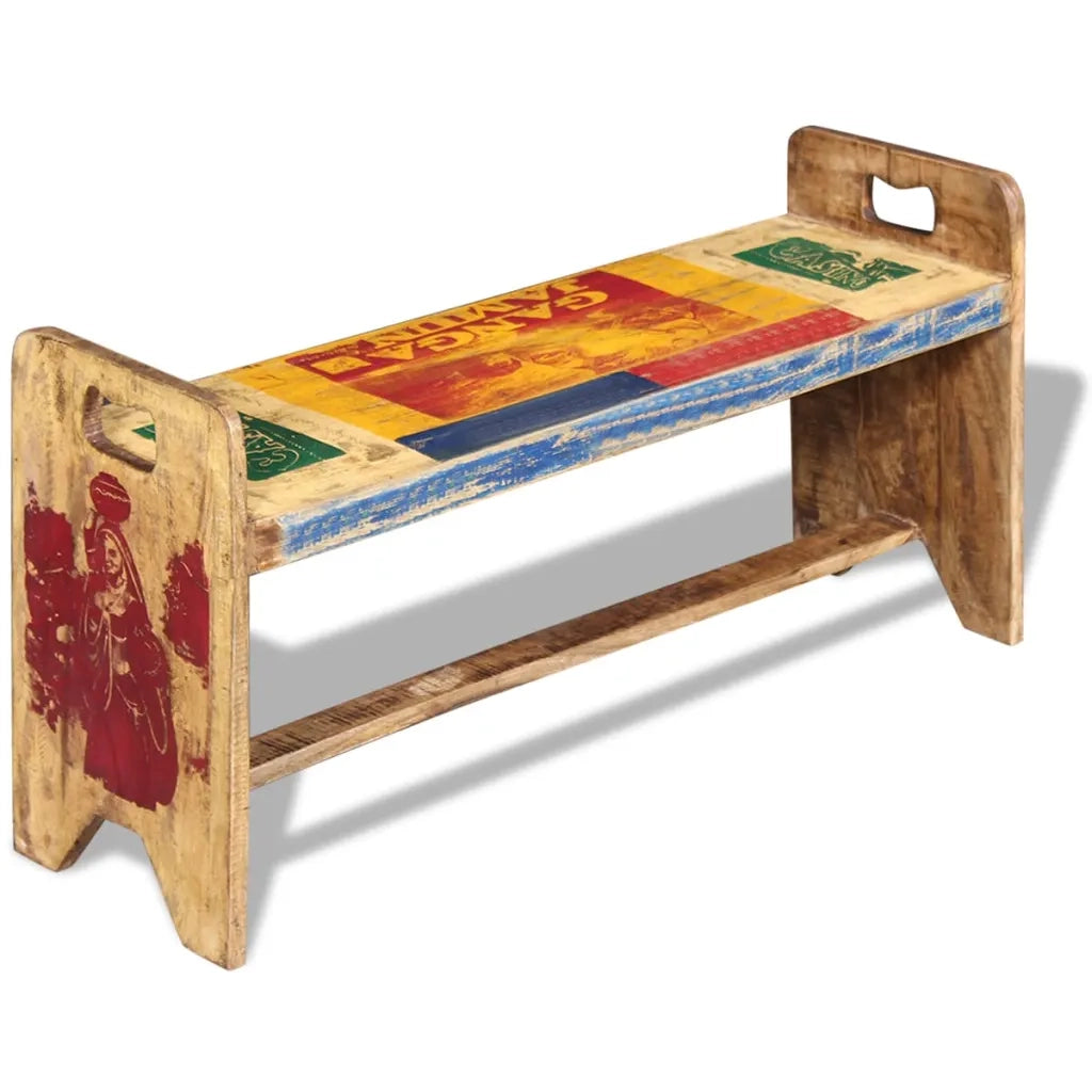 Panchina Cola in Legno Massello di Recupero 100x30x50 cm 243457