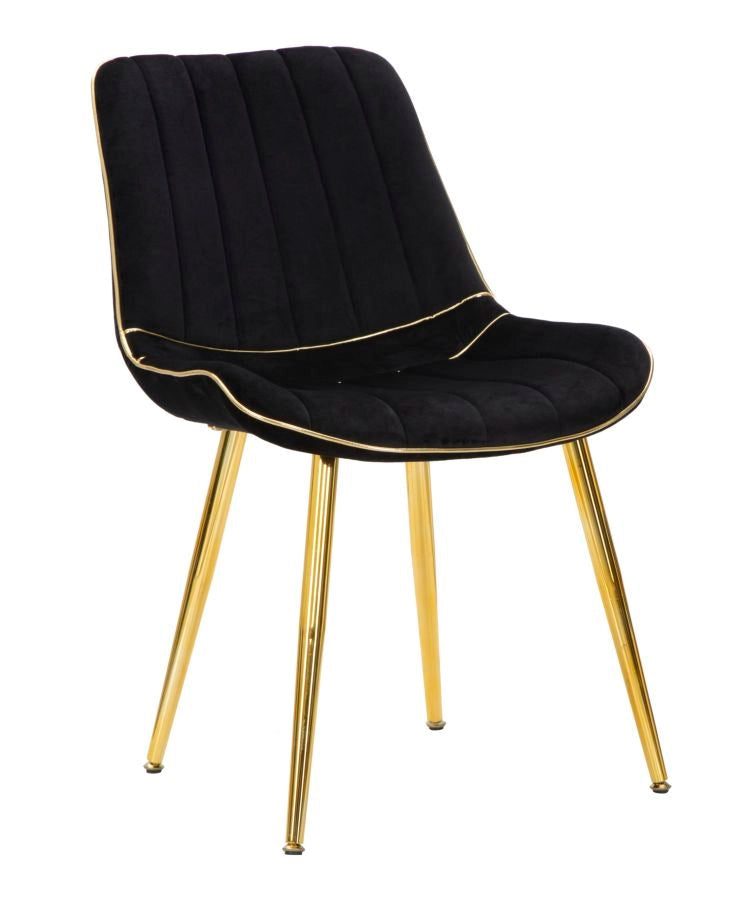 Set 2 Sedie Imbottite 51x59x79 cm in Poliestere Paris Nero e Oro
