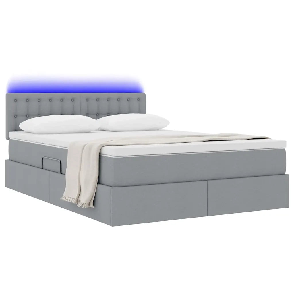 Letto con contenitore LED e materasso Grigio Chiaro