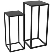 Set 2 Supporti per Piante in Acciaio, Design Scandinavo, Nero, per Giardino e Balcone
