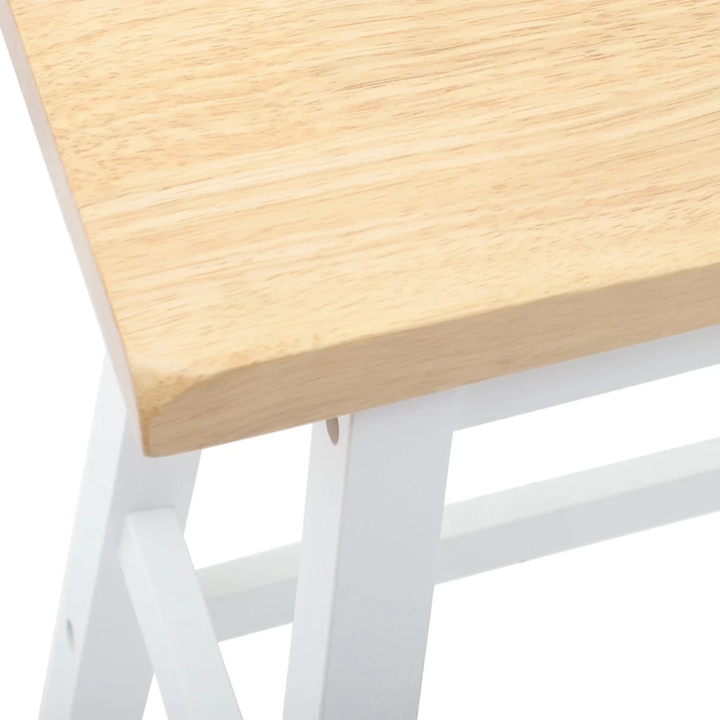 Sgabelli da Bar 2 pz Bianchi in Legno Massello di Hevea